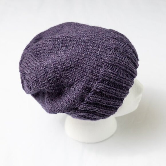 Women\'s Heathered Lavender Purple Hand Knit Slouchy Hat main image 5